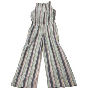 Anthropologie Cloth & Stone Sleevless Multicolor Striped Jumpsuit With Tie